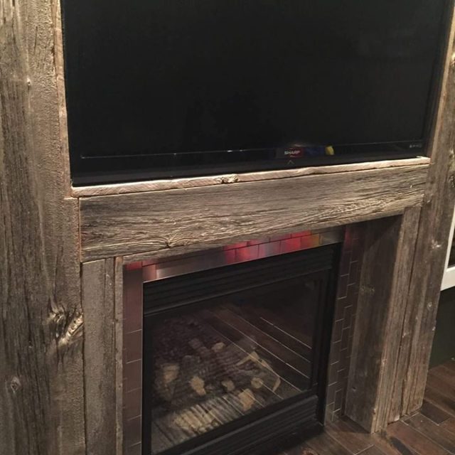 Barn wood fireplace